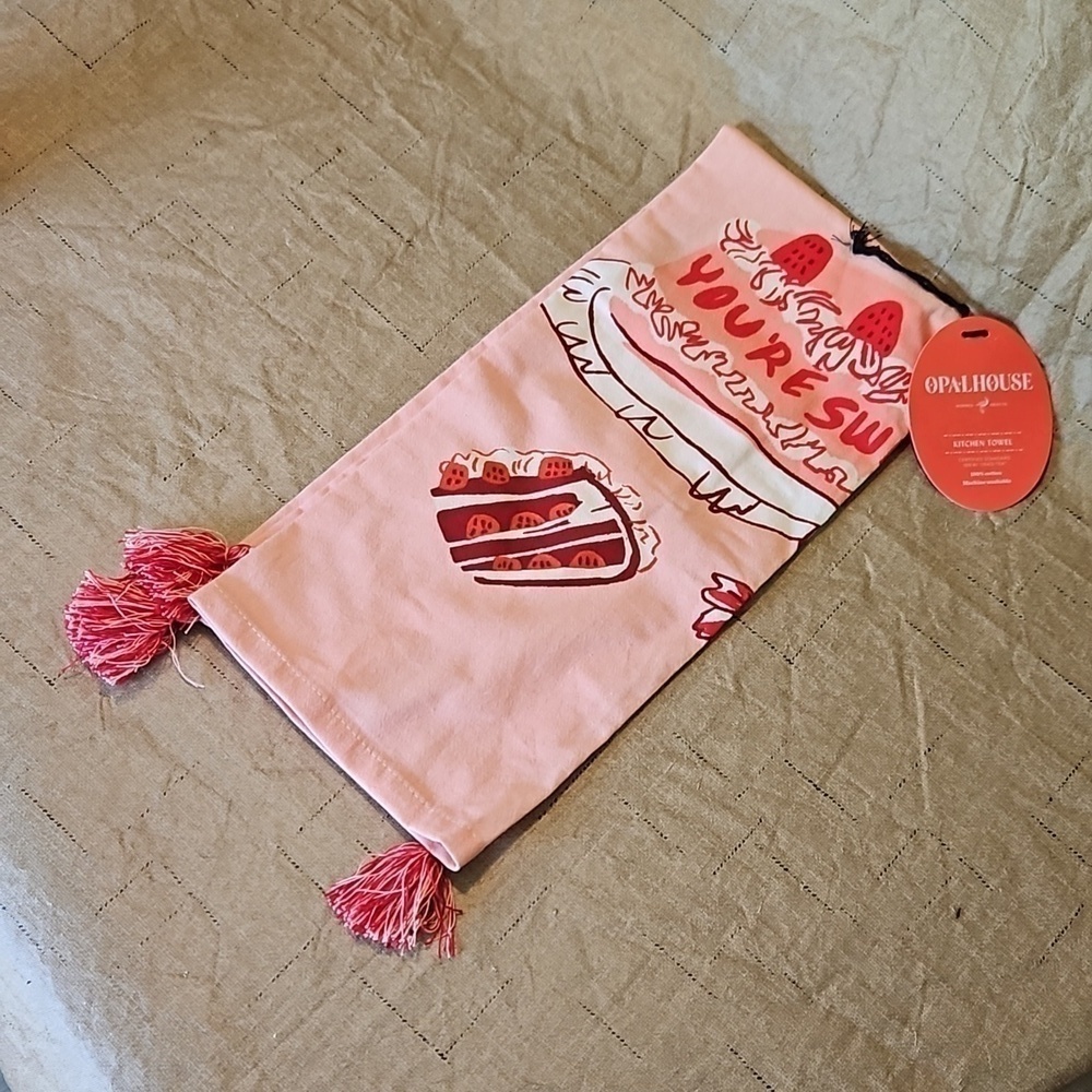 Opalhouse Pink Red Kitchen Towel 100% Cotton NWT 🎯